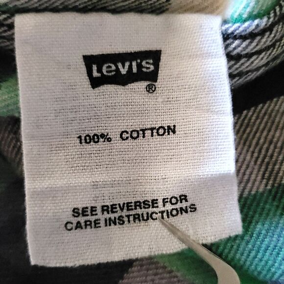 Levi’s Flannel button-down Green and Purple single pocket size Medium - Picture 8 of 12